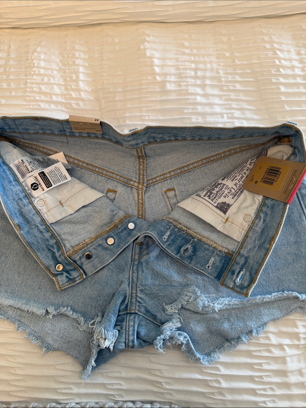Levi's Light Blue Distressed 501 Jean Shorts - Picture 2 of 4